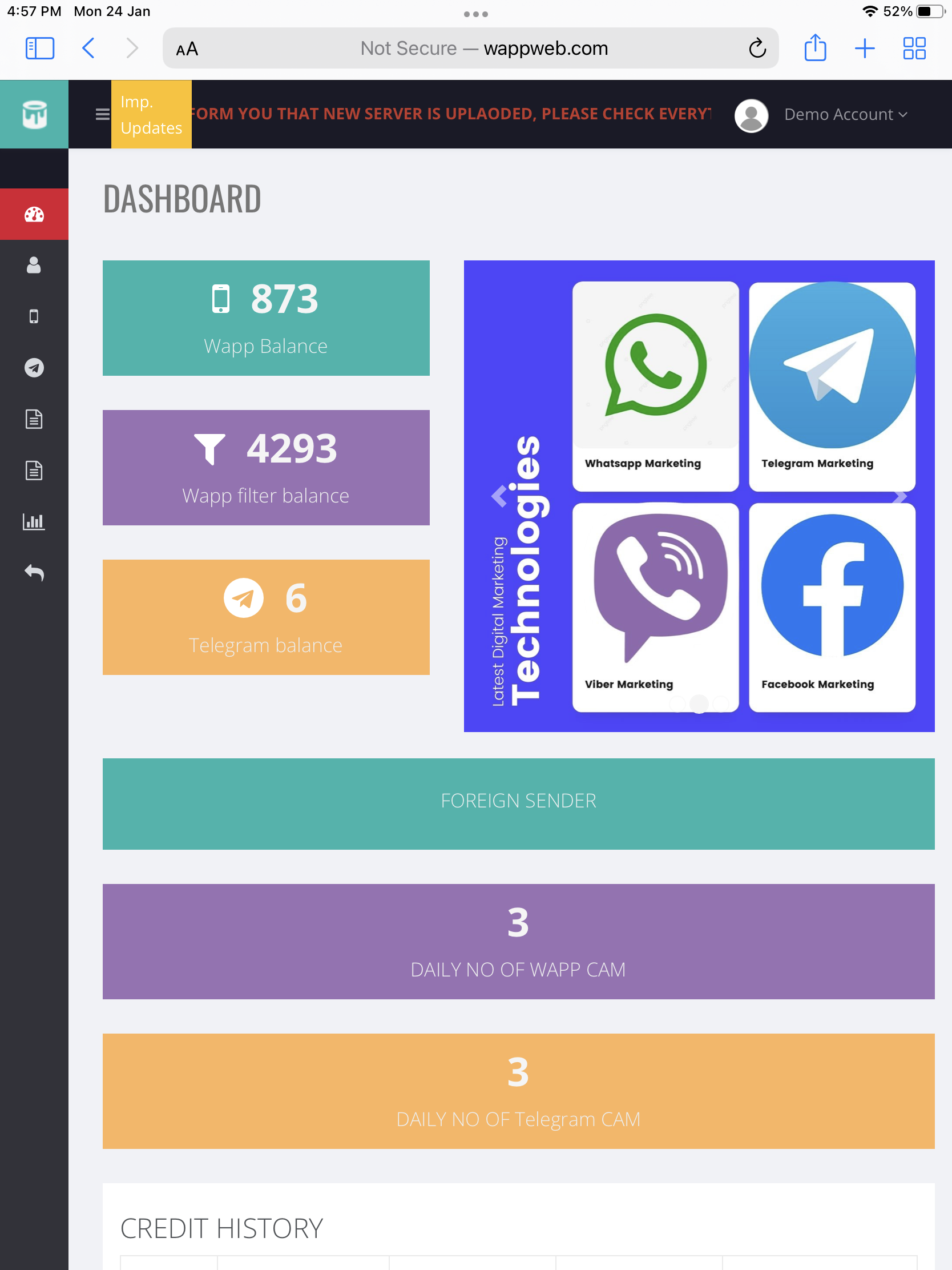WhatsApp marketing software interface